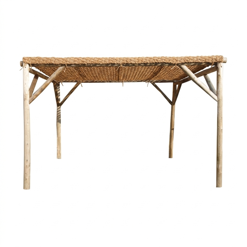 Pergola ombrière en bois d'eucalyptus avec toile fibre de coco naturelle – kit jardin Occia