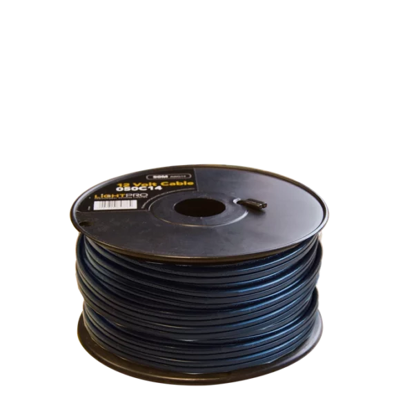Câble 12V 50m Lightpro calibre 14AWG noir sur rouleau pour éclairage jardin extérieur